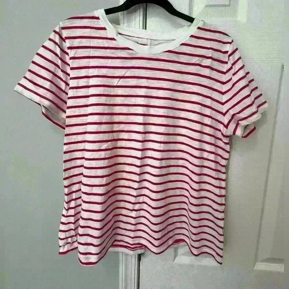 Jcrew Women’s Large Purple and white stripe girlfriend tshirt - Picture 1 of 3